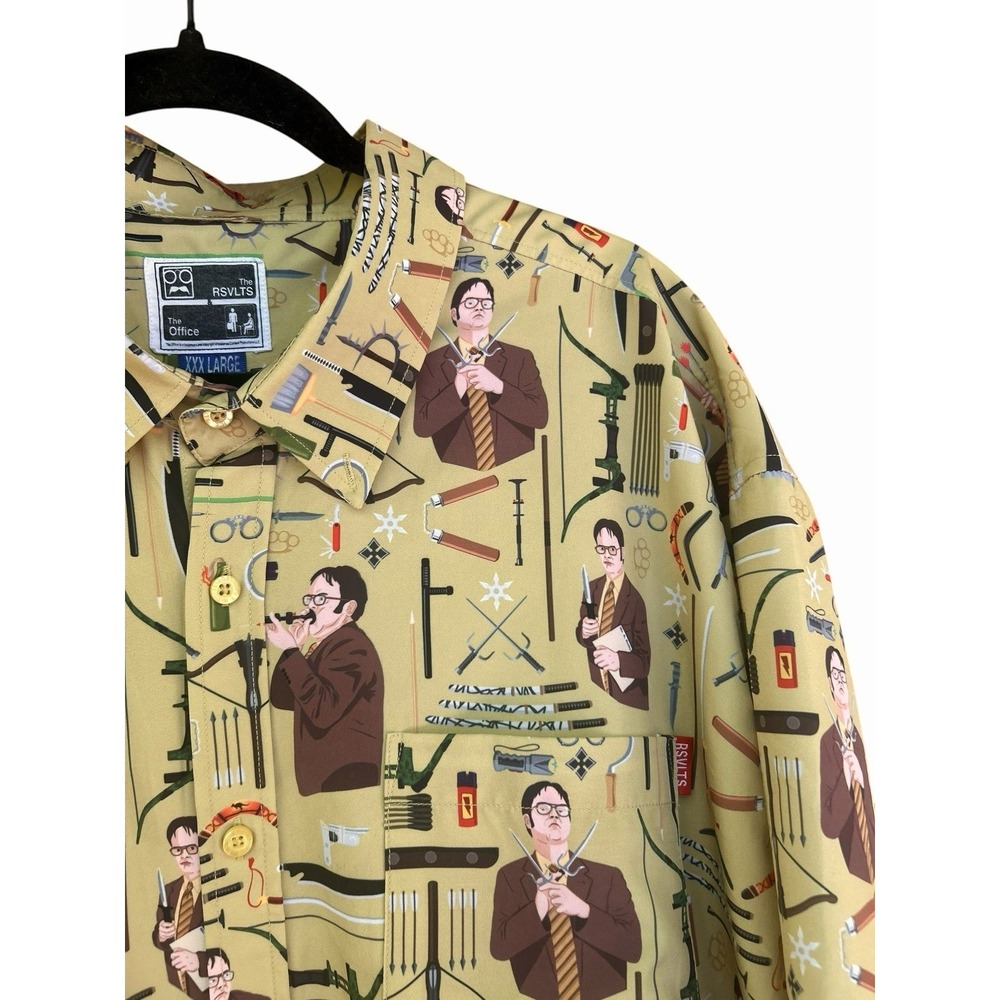 RSVLTS The Office Dwight Schrute Comedy Shirt Mens XXXL Button Down Stretch NWOT - Picture 2 of 7